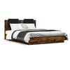 vidaXL Bed Frame with LED without Mattress Smoked Oak 150x200 cm King Size