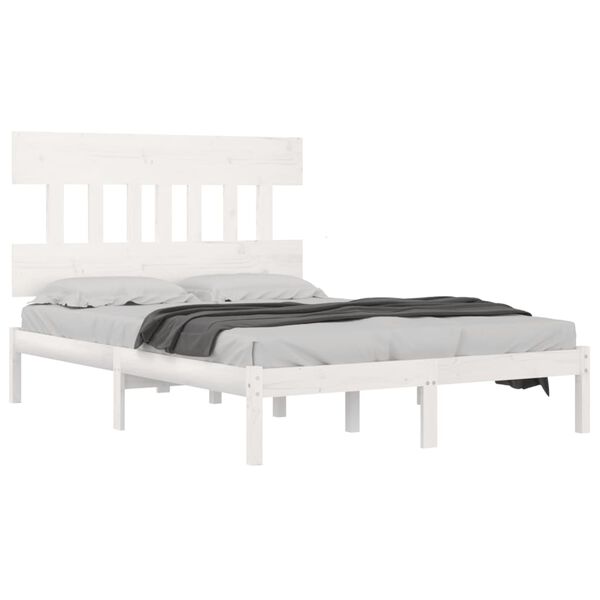 vidaXL Bed Frame without Mattress White 135x190 cm Double Solid Wood
