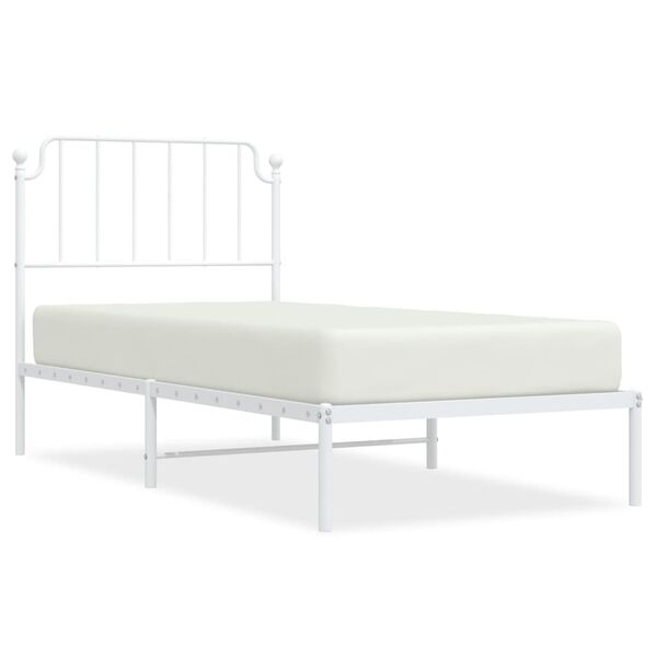vidaXL Metal Bed Frame without Mattress with Headboard White 90x190cm