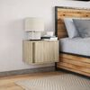 vidaXL Wall-mounted Bedside Cabinet with LED Lights Sonoma Oak