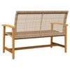 vidaXL Garden Bench Beige 112 cm Poly Rattan and Acacia Wood