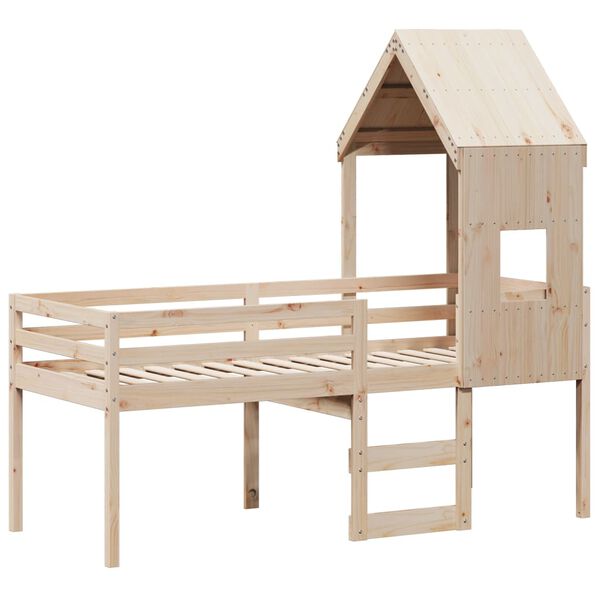 vidaXL High Sleeper Bed without Mattress 90x200 cm Solid Wood Pine