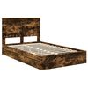 vidaXL Storage Bed with Drawer Smoked Oak 120 x 200 cm Engineered Wood