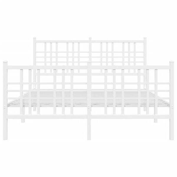 vidaXL Metal Bed Frame without Mattress with Footboard White 120x200cm