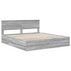 vidaXL Bed Frame with Drawer Grey Sonoma 200 x 200 cm Engineer Wood