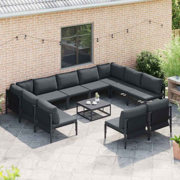 vidaXL Garden Sofa Set Anthracite Steel