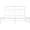 vidaXL Metal Bed Frame without Mattress with Headboard White 140x200cm