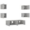 vidaXL 6 Piece TV Wall Units with LED Concrete Grey Engineered Wood