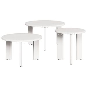 vidaXL Coffee Table 3 pcs White Solid pine wood