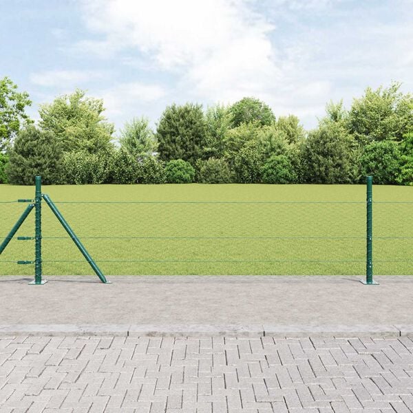 vidaXL Fence Post Green 100 x 0.4 m (25 mm mesh) Steel and PVC