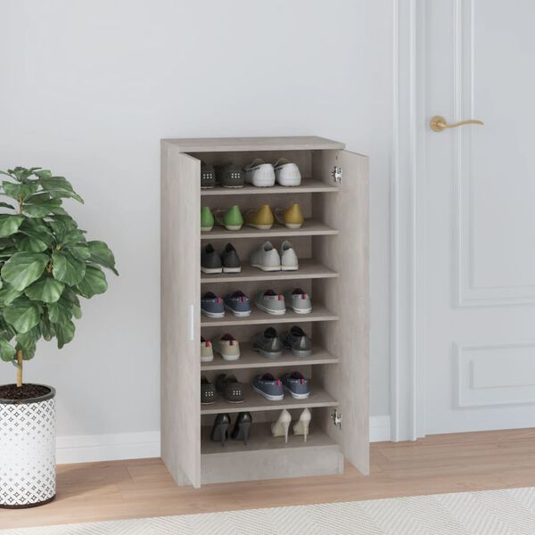 vidaXL Shoe Cabinet Concrete Grey 55x35x108 cm Engineered Wood
