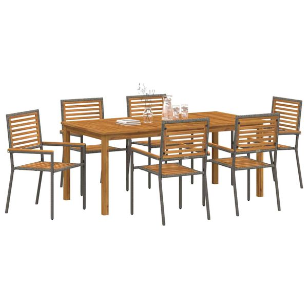vidaXL Garden Dining Set 7 pcs Grey Solid Acacia Wood