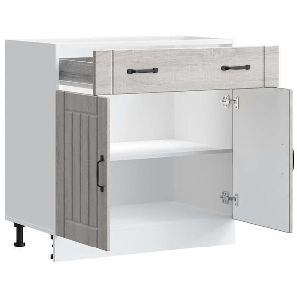 vidaXL Kitchen Base Cabinet Lucca Grey Sonoma Engineered Wood