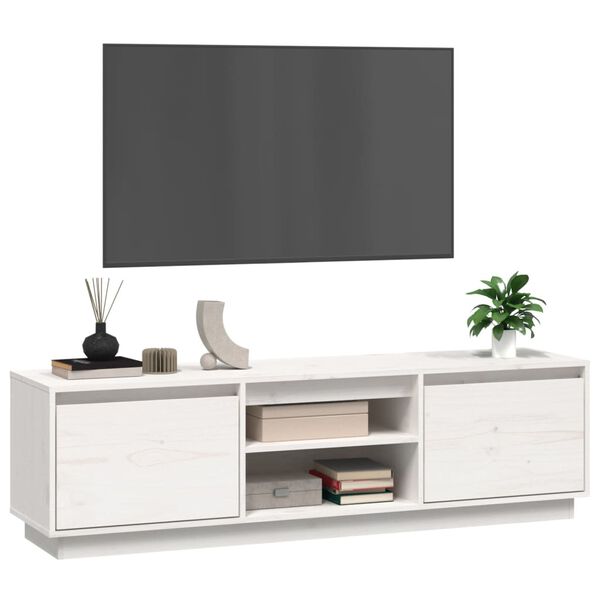 vidaXL TV Cabinet White 140x35x40 cm Solid Wood Pine