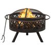 vidaXL Rustic Fire Pit with Poker 76 cm XXL Steel