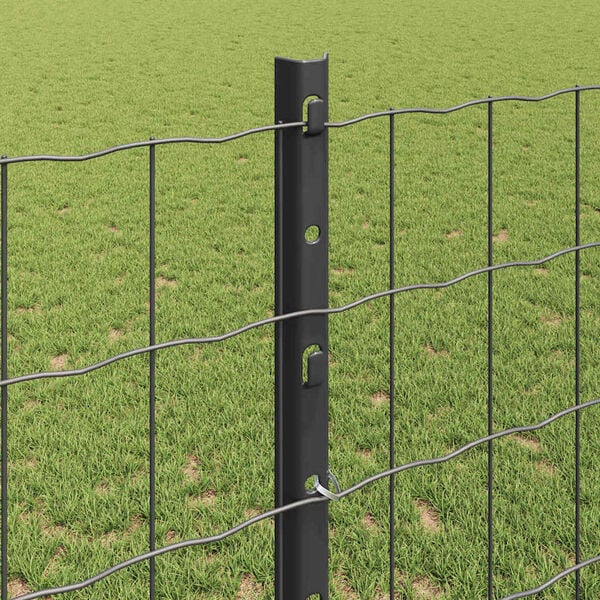 vidaXL Fence and Post Grey 1.2 x 25 m Steel