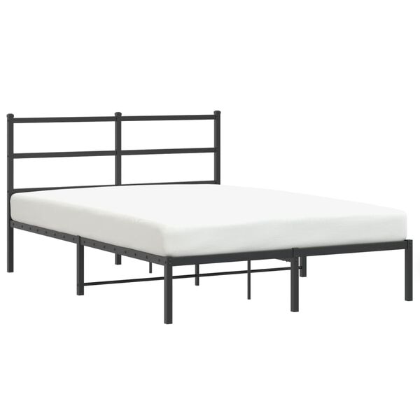 vidaXL Metal Bed Frame without Mattress with Headboard Black 140x190cm