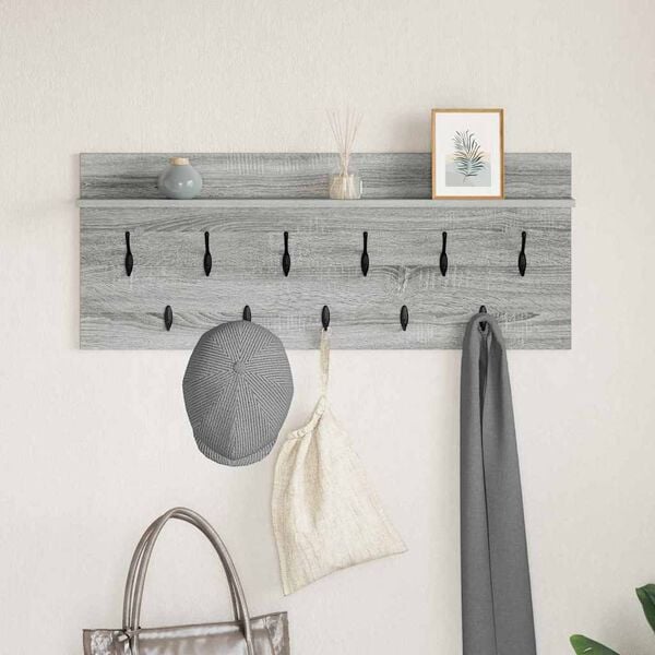 vidaXL Wall-Mounted Coat Rack with Shelf Grey sonoma Engineered wood
