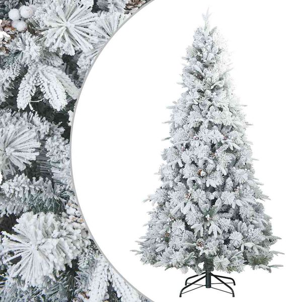 vidaXL Artificial Hinged Christmas Tree Snow Flocked White 210 cm