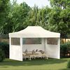 vidaXL Professional Folding Party Tent with 3 Sidewalls 3x4 m Steel Cream