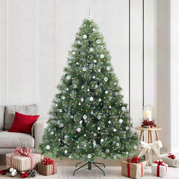 vidaXL Artificial Christmas Tree with 300 LEDs Green 240 cm PE and PVC