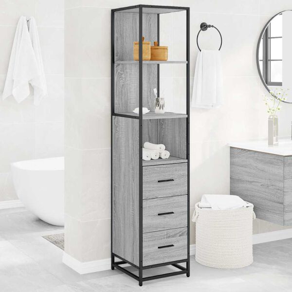 vidaXL Bathroom Cabinet Grey Sonoma 35x37.5x166 cm Engineered Wood