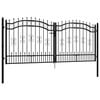vidaXL Fence Gate "KAMPEN" with Spear Top Black 302x125 cm Steel