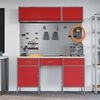 vidaXL Work Bench with Drawer 8 pcs Red 150 x 55 x 200 cm Steel