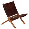 vidaXL Folding Relaxing Chair Brown Real Leather