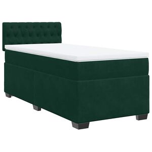 vidaXL Box Spring Bed with Mattress Dark Green 90x190 cm Velvet