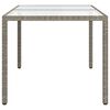 vidaXL Garden Table 150x90x75 cm Tempered Glass and Poly Rattan Grey