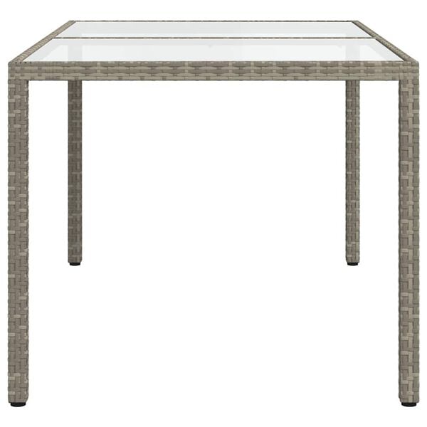 vidaXL Garden Table 150x90x75 cm Tempered Glass and Poly Rattan Grey