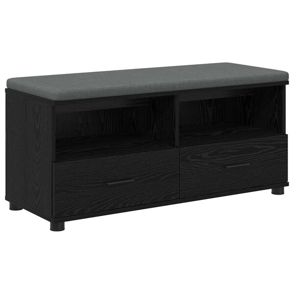 vidaXL Hall Bench with Cushion with Drawer Black Oak 100 x 38 x 46 cm