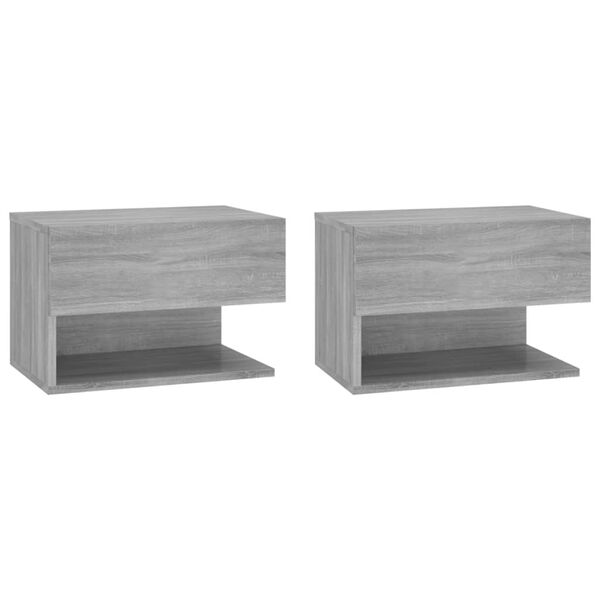 vidaXL Wall-mounted Bedside Cabinets 2 pcs Grey Sonoma