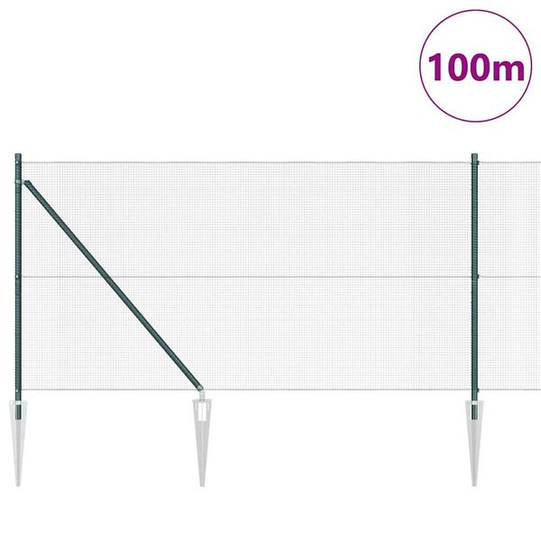 vidaXL Fence Post Green 100 x 1 m (12 x 12 mm mesh) Steel and PVC