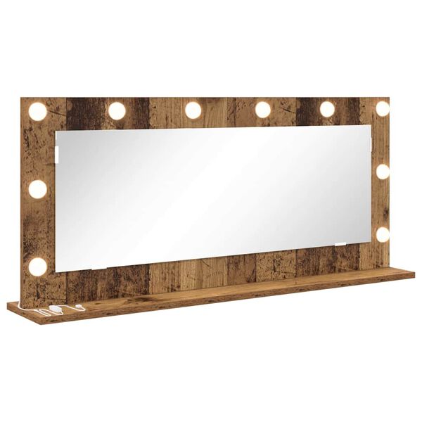 vidaXL Vanity Mirror with LED Strip Lights Old Wood 100 x 45 x 18 cm