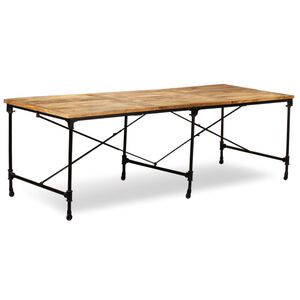 vidaXL Dining Table | Brown and Black | Solid Mango Wood and Powder-Coated Steel