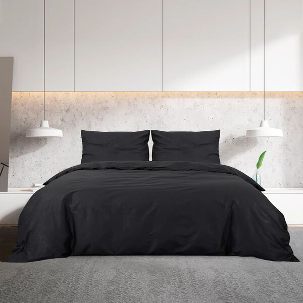 vidaXL Duvet Cover Set Black 200x200 cm Light-weight Microfiber