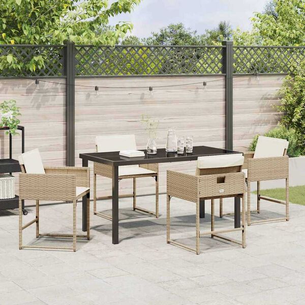 vidaXL Garden Dining Set 5 pcs Beige Poly Rattan