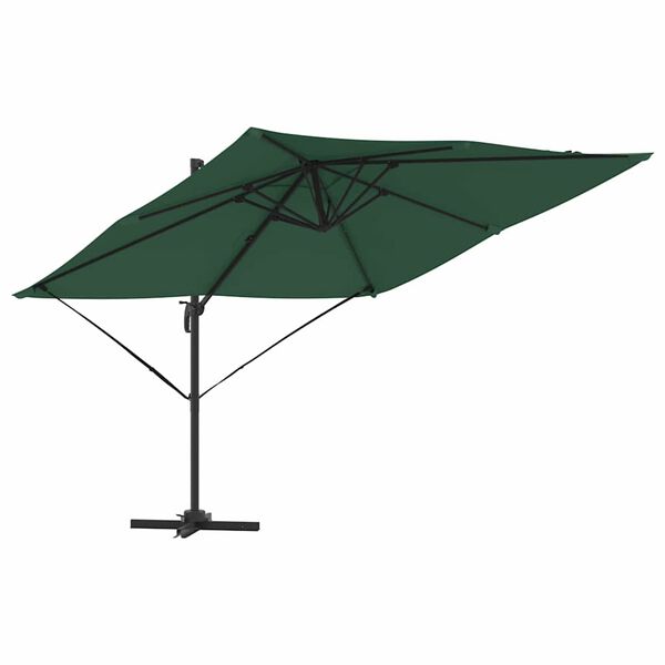 vidaXL Roma Parasol Green 286 x 285 x 265 cm Polyester and Aluminium