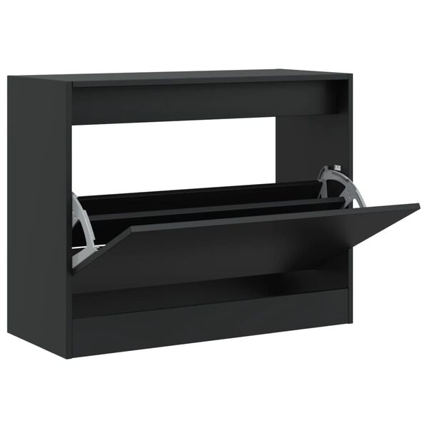 vidaXL Shoe Cabinet Black 80x34x63 cm Engineered Wood