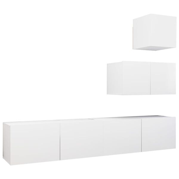 vidaXL 4 Piece TV Cabinet Set White Engineered Wood