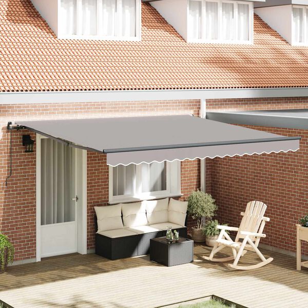 vidaXL Retractable Awning Light Grey 400 x 300 cm Polyester and Steel