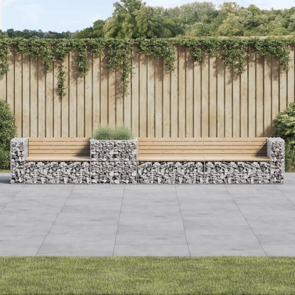 vidaXL Garden Bench with Gabion Basket Solid Wood Pine