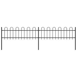 vidaXL Garden Fence with Hoop Top Steel 359x60 cm Black