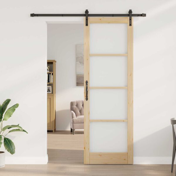 vidaXL Sliding Door ORKDAL Natural and Black 78 x 232 cm