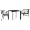 vidaXL Garden Dining Set 3 pcs Black Poly Rattan