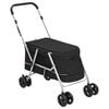 vidaXL Folding Dog Stroller Black 100x49x96 cm Linen Fabric
