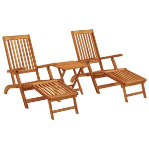 vidaXL Reclining and Folding Sunlounger 2 pcs Solid Acacia Wood