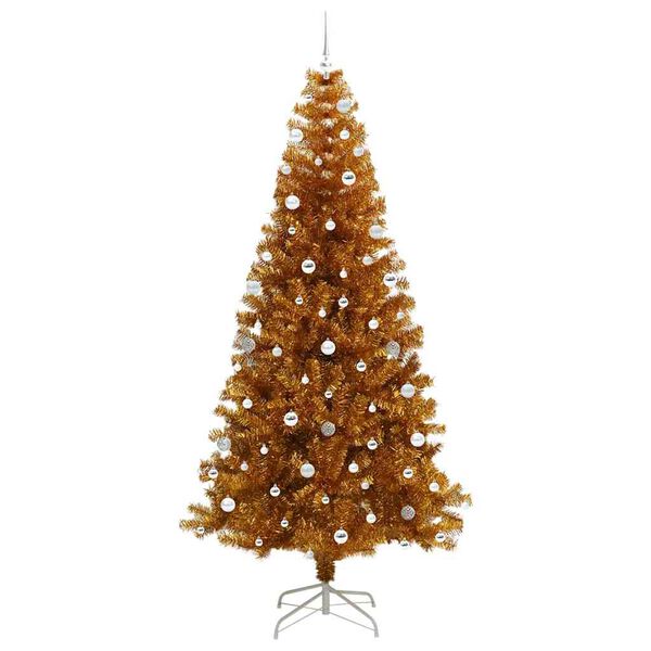vidaXL Christmas Tree with 300 LEDs with Stand Gold 240 cm PET